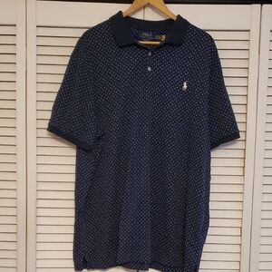 Polo by Ralph Lauren Men's Dark Blue Paisley Patterned Polo Shirt, XXL